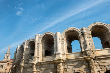 Arles (Bouches-du-Rhone, Provence-Alpes-Cote d'Azur, France) - Les Arenes, the Roman Amphitheatreの写真素材