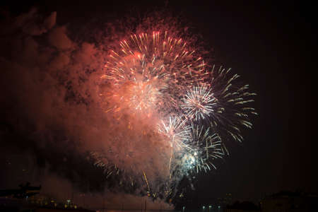 Toulon (Var, Provence-Alpes-Cote d'Azur, France): traditional fireworks at july 14th