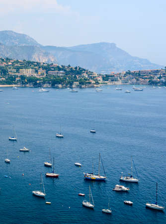 Villefranche-sur-Mer (Alpes-Maritimes, Provence-Alpes-Cote d'Azur, France), panoramic viewの写真素材