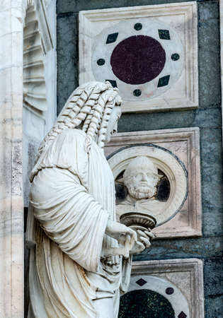 Certosa di Pavia (Lombardy, Italy), church of the historic abbey, detail of the facadeの写真素材