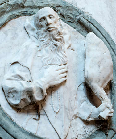 Certosa di Pavia (Lombardy, Italy), church of the historic abbey, detail of the facadeの写真素材