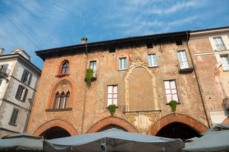 Pavia (Lombardy, Italy), historic buildings at morningの写真素材