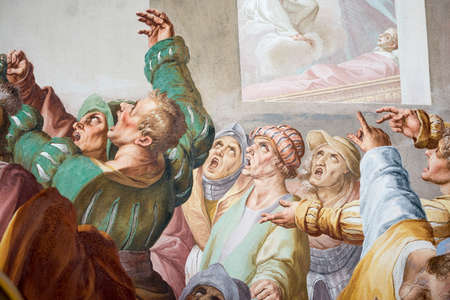 Interior of the Sanctuary of Varallino in Galliate (Novara, Piedmont, Italy), built in 15th century, with works by Dionigi Bussola (1615-1687), sculptor, and Lorenzo Peracino (1710-1789), painterのeditorial素材