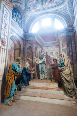 Interior of the Sanctuary of Varallino in Galliate (Novara, Piedmont, Italy), built in 15th century, with works by Dionigi Bussola (1615-1687), sculptor, and Lorenzo Peracino (1710-1789), painterのeditorial素材