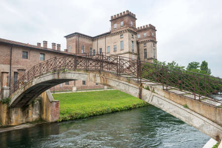 Robecco sul Naviglio (Milan, Lombardy, Italy), Palazzo Archinto, along the Naviglio Grande, and bridgeのeditorial素材