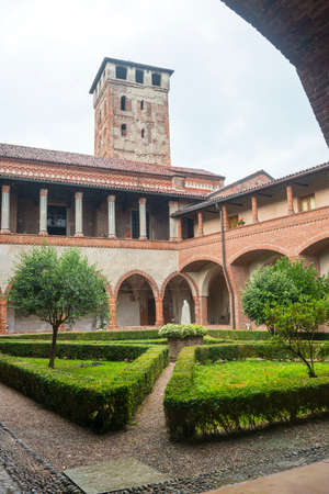 San Nazzaro Sesia (Novara, Piedmont, Italy): the cloister of the medieval abbeyのeditorial素材