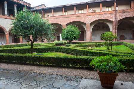 San Nazzaro Sesia (Novara, Piedmont, Italy): the cloister of the medieval abbeyの写真素材