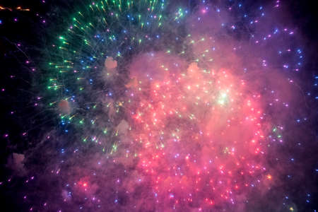 Fireworks at Rapallo (Genoa, Liguria, Italy), in the Riviera Ligureの写真素材