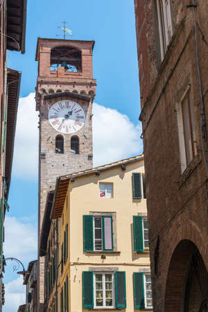 Lucca (Tuscany, Italy), street with historic buildingsの写真素材