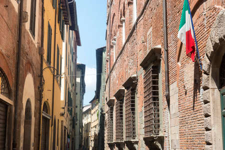 Lucca (Tuscany, Italy), street with historic buildingsの写真素材