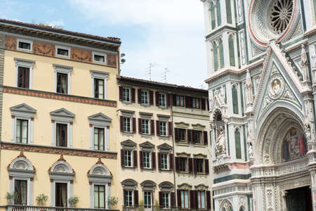 Florence (Firenze, Tuscany, Italy): the cathedral facade and historic palaceの写真素材