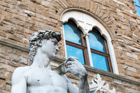 Florence (Firenze, Tuscany, Italy): statue of David di Donatello in Piazza della Signoriaの写真素材