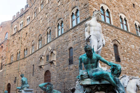 Florence (Firenze, Tuscany, Italy): historic buildings and the Neptune's Fountainのeditorial素材