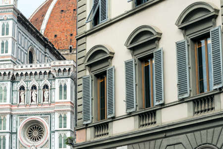 Florence (Firenze, Tuscany, Italy): the medieval cathedral with the Brunelleschi's dome and the Giotto's belfryの写真素材