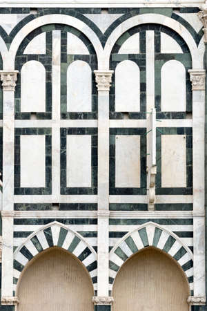 Florence (Firenze, Tuscany, Italy): the medieval church of Santa Maria Novella, facade detailの写真素材