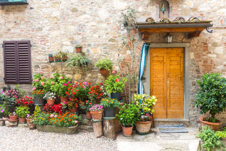 Montefioralle (Greve in Chianti, Florence, Tuscany, Italy): medieval villageの写真素材