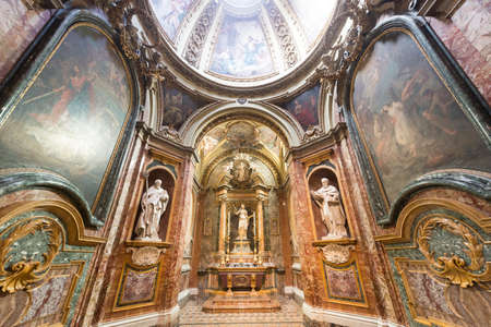 RIeti (Lazio, Italy), interior of the medieval duomo. Chapelのeditorial素材