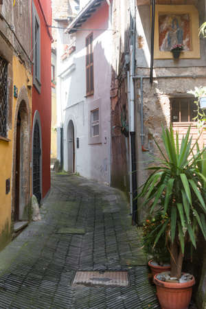 Corchiano (Viterbo, Lazio, Italy): medieval town, a typical streetのeditorial素材