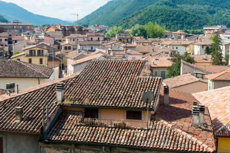 RIeti (Lazio, Italy), panoramic view of the tiled roofs