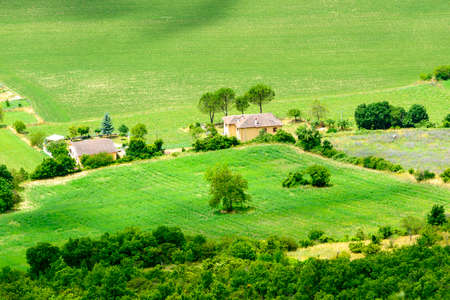 View on the plain of Norcia from the road to Forca Canapine (Perugia, Umbria, Italy), in the park of...
