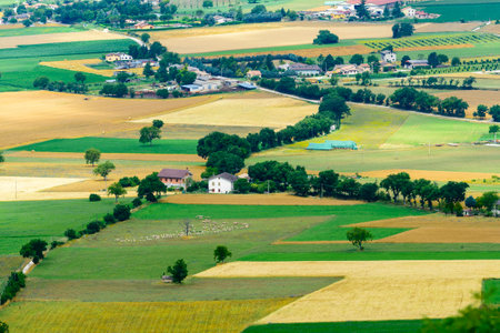 View on the plain of Norcia from the road to Forca Canapine (Perugia, Umbria, Italy), in the park of...