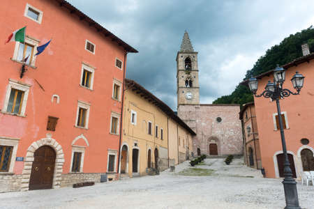 The main square of Leonessa (Rieti, Lazio, Italy)の写真素材