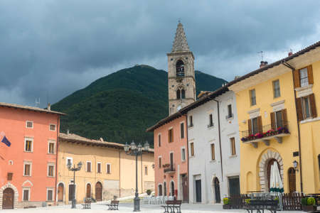 The main square of Leonessa (Rieti, Lazio, Italy)の写真素材