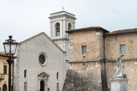 Norcia (Perugia, Umbria, Italy): the cathedral of Santa Maria Argentea, medieval churchの写真素材