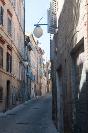 Macerata (Marches, Italy): historic buildings at morningの写真素材