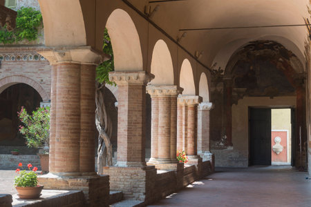 Tolentino (Macerata, Marches, Italy): the cloister of the historic San Nicola churchのeditorial素材
