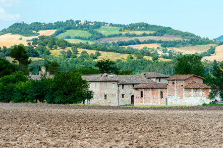 Old farm near Camerino (Macerata, Marches, Italy) at summerのeditorial素材