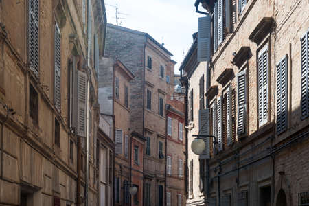 Macerata (Marches, Italy): historic buildings at morningの写真素材