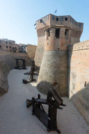 Mondavio (Pesaro Urbino, Marches, Italy): the medieval walls at morningのeditorial素材