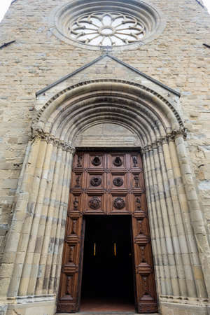 Sansepolcro (Arezzo, Tuscany, Italy): facade of the medieval cathedralの写真素材