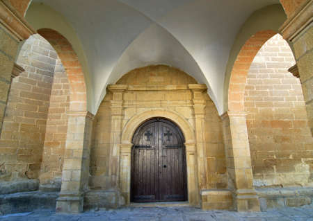 Sietamo (Huesca, Aragon, Spain) - Portico of the churchの写真素材