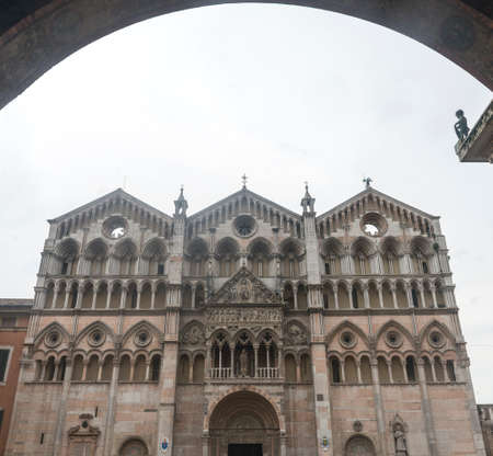 Ferrara (Emilia-Romagna, Italy): facade of the medieval cathedralの写真素材