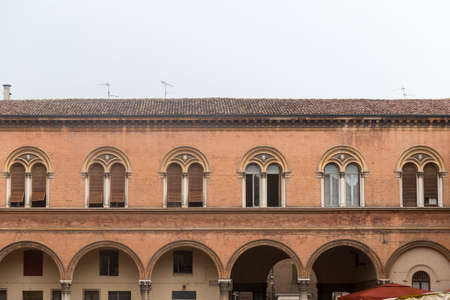 Ferrara (Emilia-Romagna, Italy): historic palace with porticoのeditorial素材