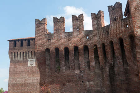 Soncino (Cremona, Lombardy, Italy): exterior of the medieval castle known as Rocca Sforzescaのeditorial素材