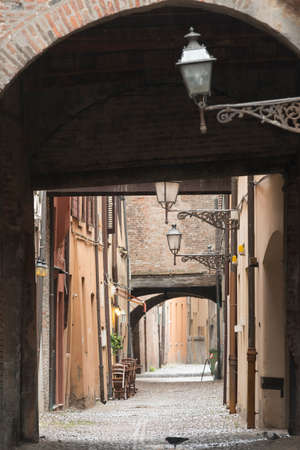 Ferrara (Emilia-Romagna, Italy): typical street in the medieval quarterの写真素材