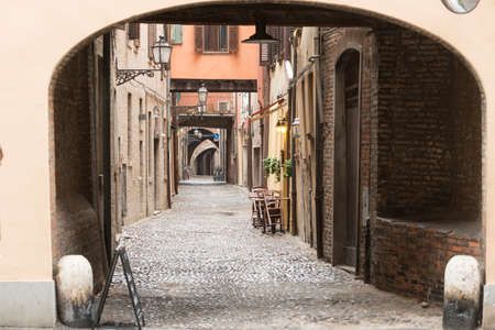 Ferrara (Emilia-Romagna, Italy): typical street in the medieval quarterの写真素材