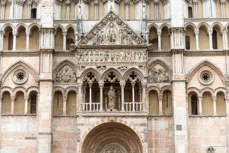 Ferrara (Emilia-Romagna, Italy): facade of the medieval cathedralの写真素材