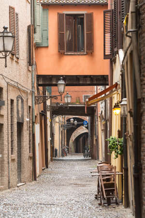 Ferrara (Emilia-Romagna, Italy): typical street in the medieval quarterの写真素材