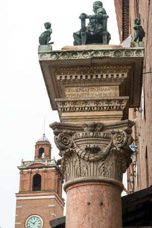 Ferrara (Emilia-Romagna, Italy): medieval palace with towerのeditorial素材
