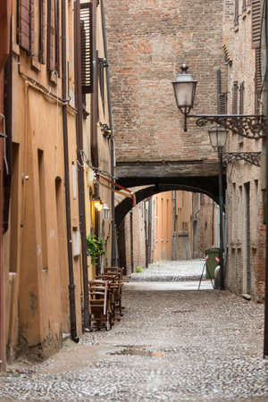 Ferrara (Emilia-Romagna, Italy): typical street in the medieval quarterの写真素材