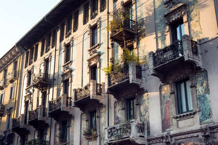 Milan (Lombardy, Italy): famous Casa Galimberti, typical building in liberty styleの写真素材
