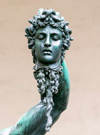 Florence (Firenze, Tuscany, Italy): historic buildings in Piazza della Signoria and statueのeditorial素材