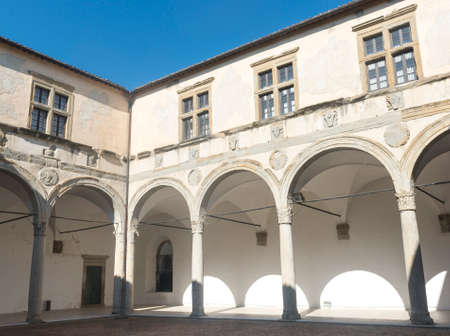 Camerino (Macerata, Marches, Italy): the historic town at morning. Court of the Universityのeditorial素材