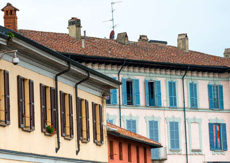 Historic buildings in Gaggiano (Milan, Lombardy, Italy), along the Naviglio Grandeのeditorial素材