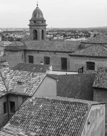 Santarcangelo di Romagna (Rimini, Emilia-Romagna, Italy): view of the city in black and whiteの写真素材