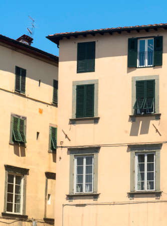 Lucca (Tuscany, Italy), square with historic buildingsのeditorial素材